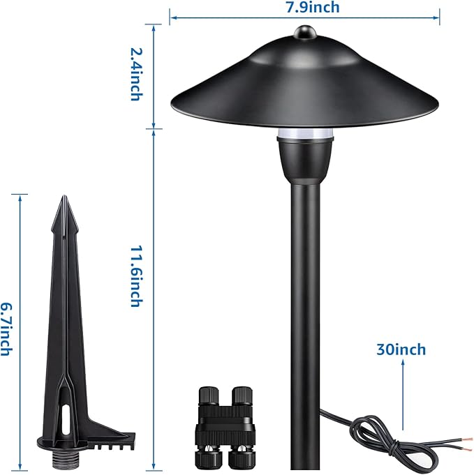 SUNVIE Low Voltage Pathway Lights LED Landscape Lights Low Voltage 3W 12-24V 3000K Landscape Lighting Cast-Aluminum Waterproof Landscape Path Lights for Yard Walkway Garden ETL Listed Cord, 4 Pack SUNVIE