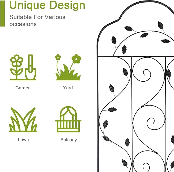 hogardeck 4 Packs 84 * 19 inch Metal Garden Trellis for Climbing Plants Outdoor,Heavy Duty,Black Coating Rustproof Trellis for Rose, Vegetable, Flowers, Expandable,Perfect for Training Climbing Plants HOGARDECK