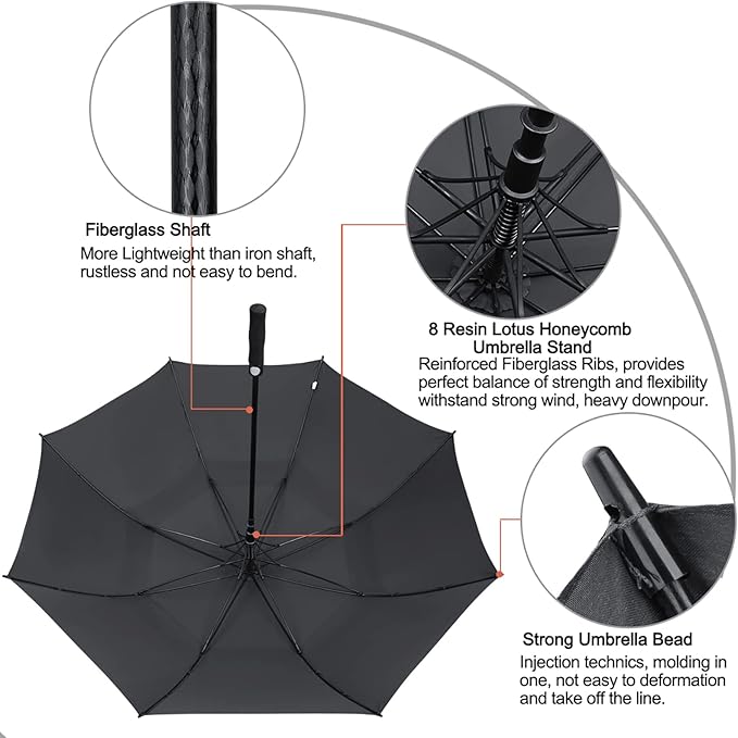 G4Free 47/54/62/68/72 Inch Automatic Open Golf Umbrella Oversize Extra Large Double Canopy Vented Windproof Waterproof Stick Umbrellas G4Free