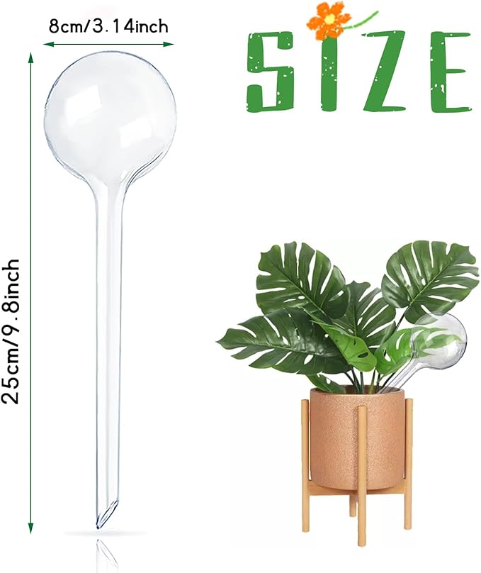 12 Pcs Large Plastic Self-Watering Bulbs,Clear Automatic Watering Globes,Clear Automatic Watering Bulbs for Plants,Graden,Flowers -PlantWateringGlobes-