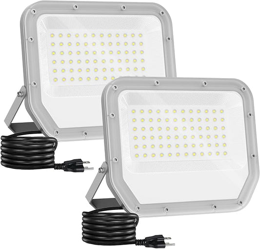 2 Pack Super Bright 6500k 10000lm LED Flood Lights Outdoor,100w Led Outside Lights for Yard Outdoor Waterproof Work Lighting Floodlight for Garage Yard Garden Stadium ELEKICO
