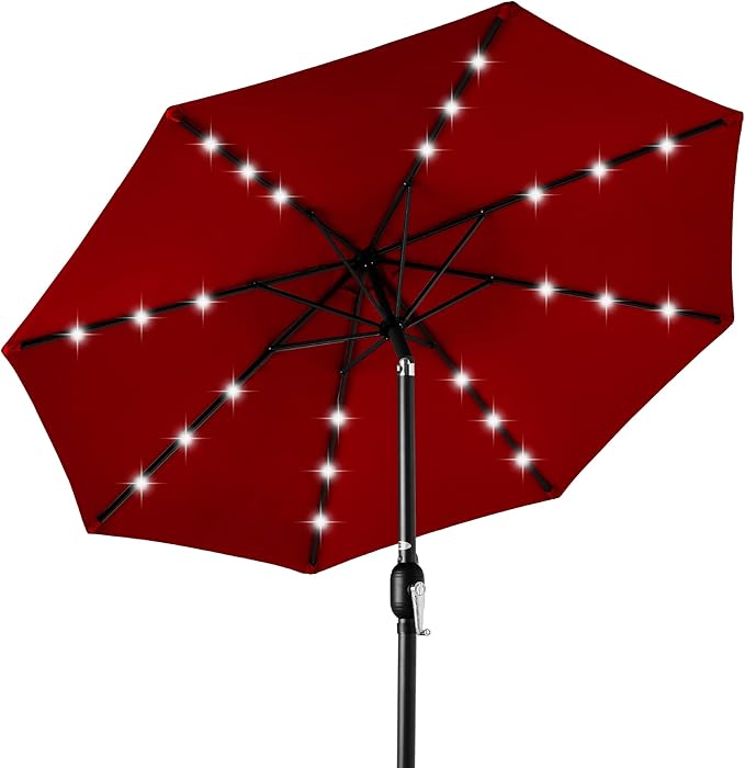 Best Choice Products 10ft Solar Polyester LED Lighted Patio Umbrella w/Tilt Adjustment and UV-Resistant Fabric BestChoiceProducts