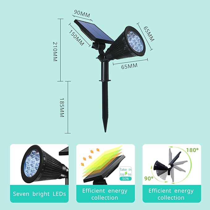 Solar Spot Lights Outdoor Color Changing, 8 Lighting Modes 2-in-1 Solar Lights Outdoor Waterproof, Auto On/Off Multicolor Solar Powered Landscape Spotlights for Garden Patio Yard Pool, 4 Pack SUNKLLY