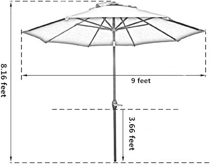 Sunnyglade 9' Patio Umbrella Outdoor Table Umbrella with 8 Sturdy Ribs (Red) Sunnyglade