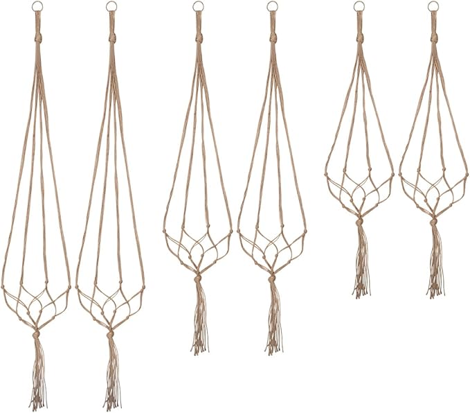 Petutu Plant Hangers Indoor Macrame Hanging Planter Holder 6 Pack, 3 Sizes Petutu