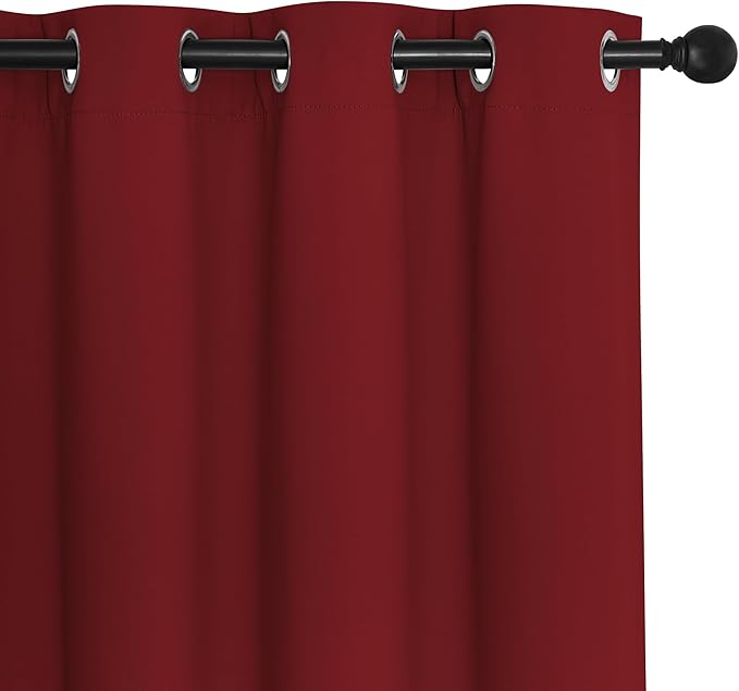 NICETOWN Blackout Curtain 72 inches Long, Grommet Privacy Window Treatment Thermal Insulated Room Darkening Sliding Glass Door Drape for Bedroom, 1 Panel, W100 x L72, Burgundy Red NICETOWN