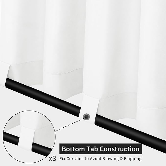 Easy-Going Linen Look Outdoor Curtains Waterproof Windproof Porch Curtains, Soft Thicken Outdoor Privacy Curtains for Patio, Gazebo, Grommet Top and Tab Bottom Drape, 1 Panel, 54x96 inch, White Easy-Going
