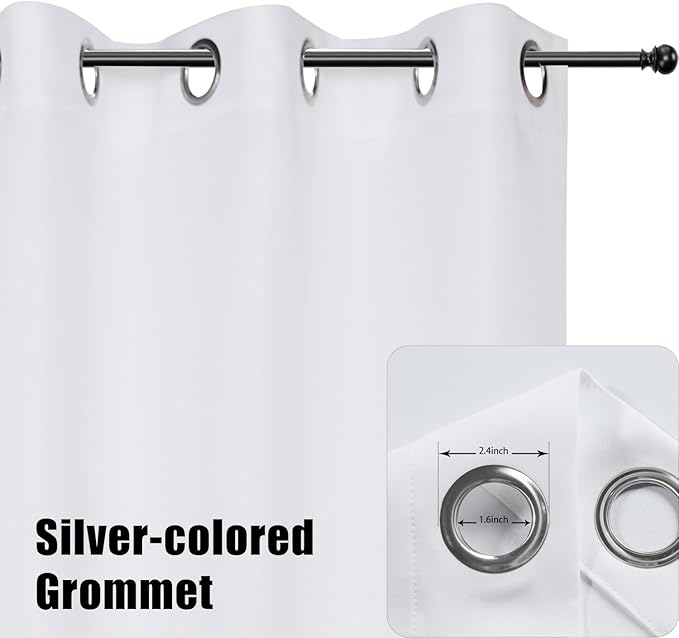 BONZER Waterproof Indoor/Outdoor Curtains for Patio Thick Privacy Wide Grommet Curtains for Bedroom, Living Room, Porch, Pergola, Cabana, 1 Panel, 110W x 120L inch, White Bonzer