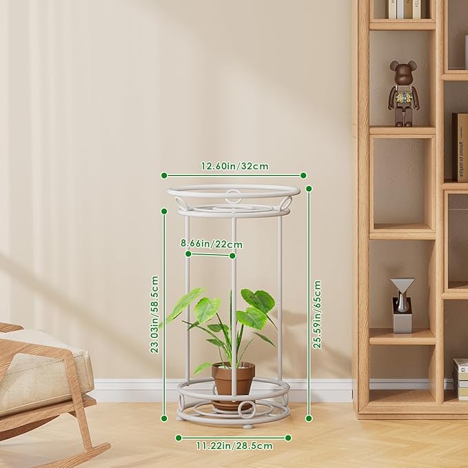 Plant Stand Indoor Outdoor - Metal Planter Holder Shelf Tall Tiered Flower Pot Display Organizer Rack for Garden, Patio, Living Room, Bathroom, Office (White) YIUKEA
