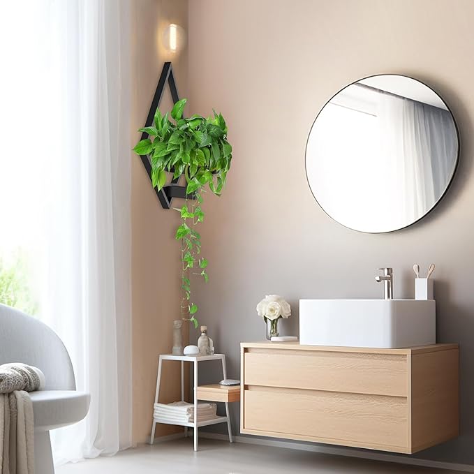 Wall Plant Holder, 3 Pack Metal Floating Shelves Indoor, Window Sill Plant Shelf for Bedroom Bathroom Living Room Home Office SBOSBO