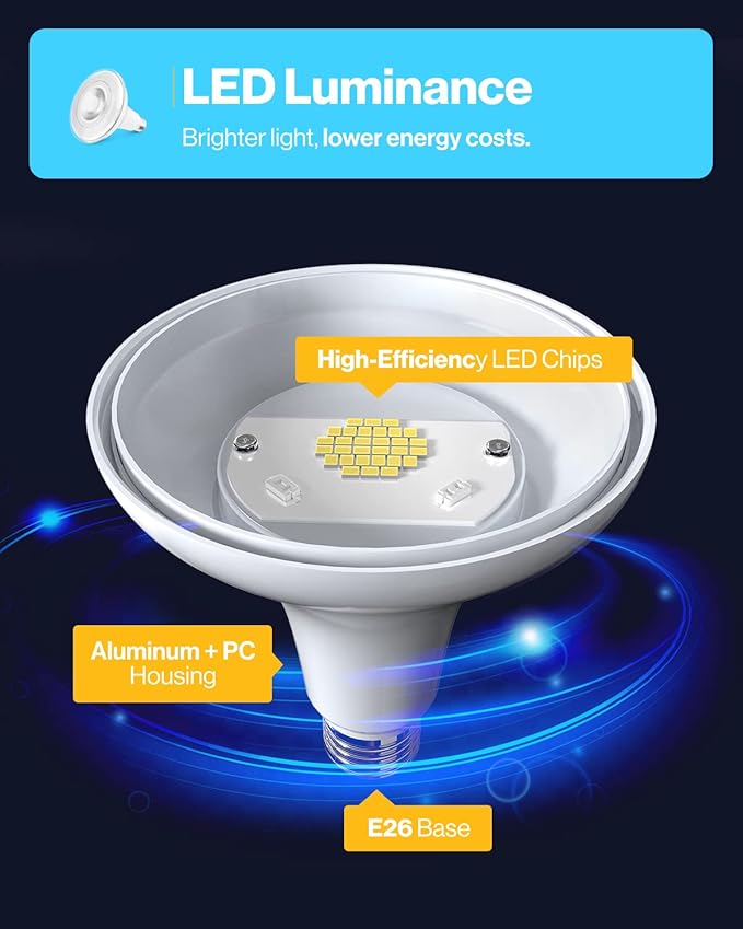 Sunco 30 Pack Outdoor LED Flood Home Patio Driveway Light, Waterproof PAR38 LED Bulb, CRI90, 4000K Cool White, 1050 Lumens, 100W Equivalent 13W, Dimmable, Wet-Rated, E26 Base UL SuncoLighting