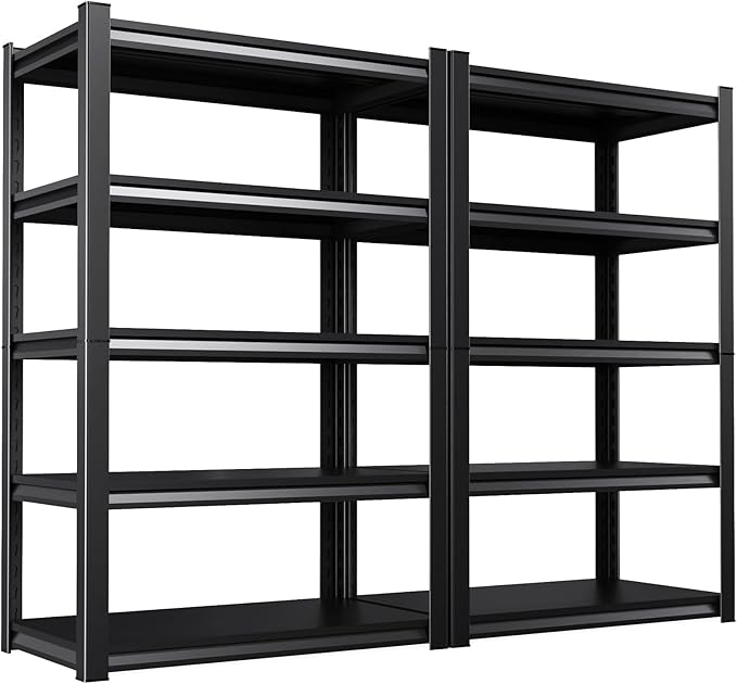 Set of 2 71"H-35"W All Metal Garage Shelving-2050LBS 5 Tier Storage Shelves,Adjustable Heavy Duty Shelving Unit and Storage Large Rack,Utility Steel Shelf For Shop Warehouse Industrial 71"x35"x16" Rootora