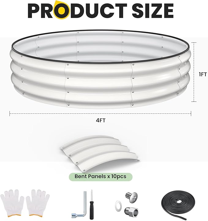 Galvanized Raised Garden Bed 4×4×1 FT, Round Metal Raised Garden Bed Outdoor Planter Box with Open Bottom, Rust-Resistant Steel Garden Bed for Vegetables Herbs Flowers, Easy Assembly Pattiumo
