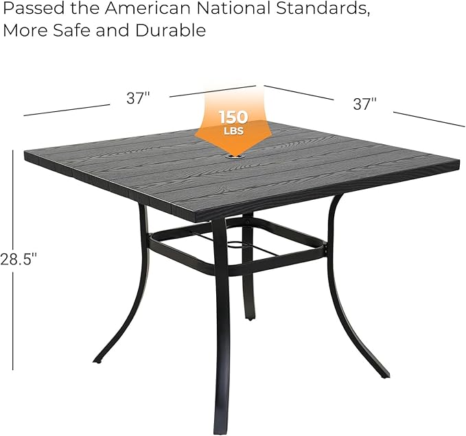 Grand patio 5-Piece Outdoor Dining Set, 4 Leather-Look Wicker Swivel Blue Patio Chairs & 1 Square Dining Table, Black GrandPatio