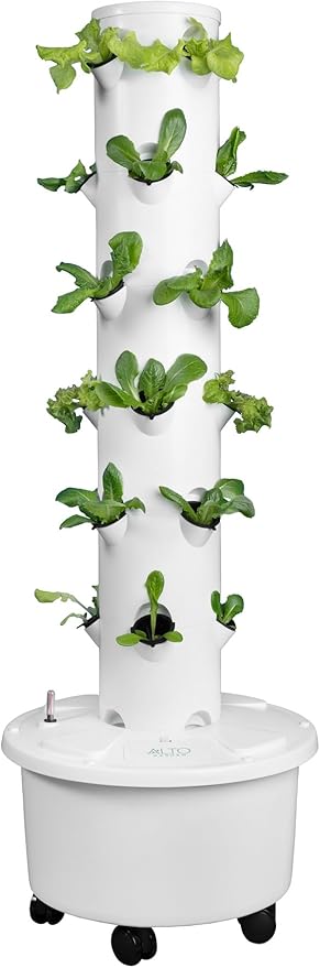 GX Hydroponic Tower | Vertical Planter Tower | Hydroponics Growing System Kit | Food Grade with 24 Net Pots (Without Lights) Rootora