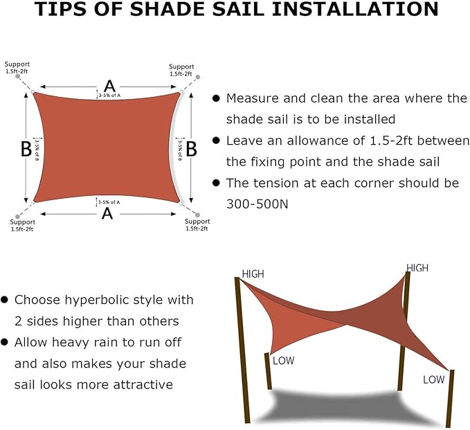 KANAGAWA Sun Shade Sail Curved 24'X24' Rust Red Rectangle Outdoor Shade Cover UV Blovk Canopy for Patio Garden Backyard Heavy Duty Permeable 185GSM (We Make Custom Size) KANAGAWA