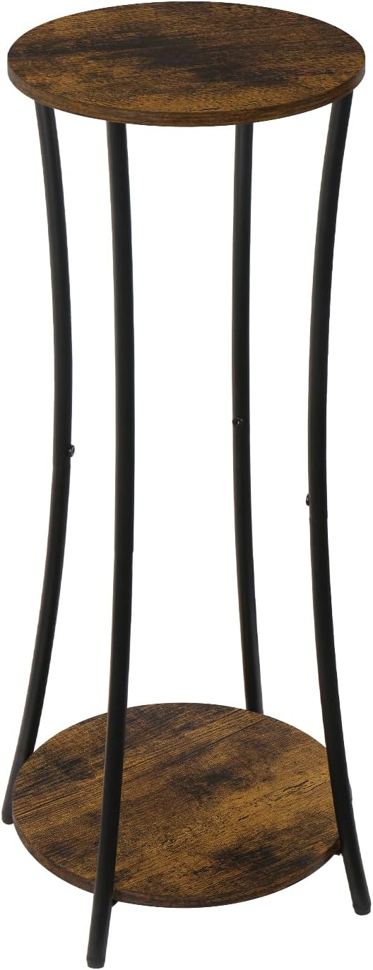YINMIT Plant Stand Indoor,2 Tier Round Potted Holder Rack,Flower Pot Stand Shelf,Round Supports Rack,Corner Plant Shelf for Balcony Garden Patio Living Room,Brown YINMIT