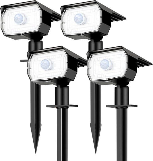 nipify Solar Lights Outdoor Waterproof, Motion Sensor Spot Lights- 4 Pack/56 LED/3 Modes Solar Powered Spotlights 2-in-1 Auto On/Off Landscape Lighting for Outside Yard Wall Garden, Cool White Nipify