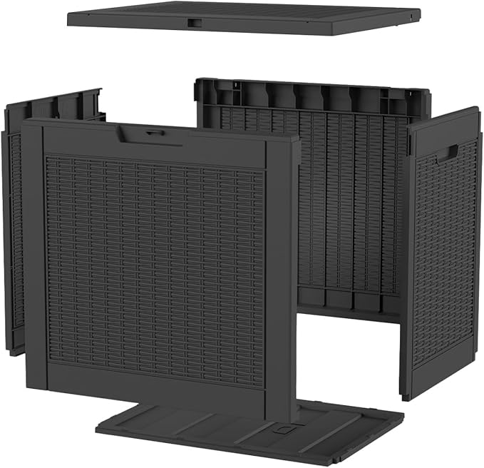 ROJIK 39 Gallon Outdoor Storage Box,Deck Box - Waterproof Patio Furniture, Garden Tools, Cushions, Pool Accessories Storage Bench with Lockable Lid and Side Handles (Black) ROJIK