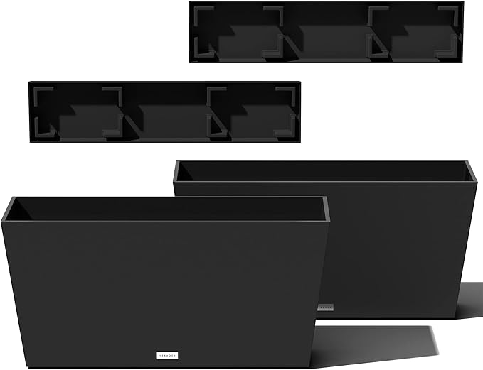 Veradek Midori Long Trough Planter (Black, 31 inch - 2 Pack with 2 Saucer Trays) VeradekOutdoor
