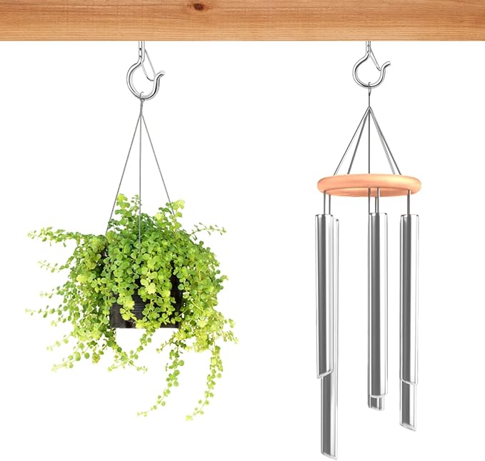 24 PCS Q-Hanger Hooks, Screw Hooks for Outdoor String Lights, Safety Buckle Design Cup Eye Hook for Hanging Christmas Lights, Plants, Mounted on Wall Ceiling, Include 1 Wing Nut Driver, Silver FSAH