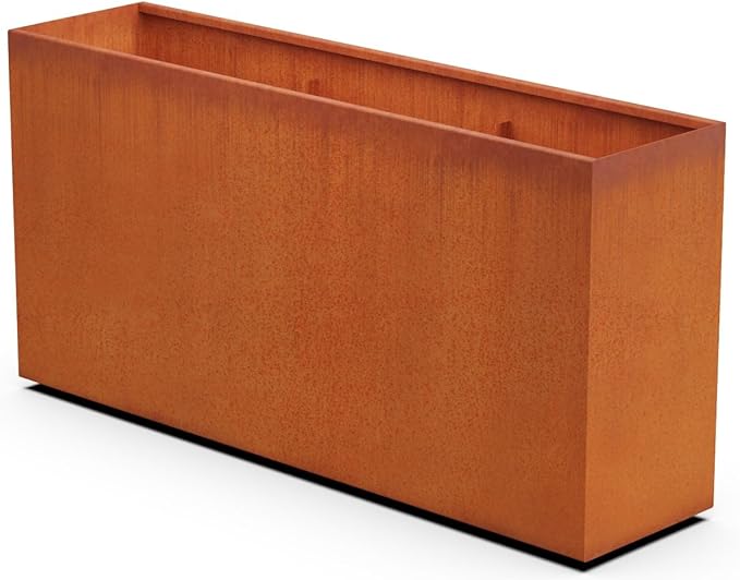 Plantercraft Large Rectangular Planters for Outdoor Plants - 72x18x36 Corten Steel Planter, Extra Large Metal Planter Box for Patio, Garden & Commercial Use - Heavy Duty, Made in USA Plantercraft