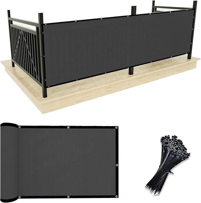 UPGRADE Privacy Screen 3' x 10' Fence Commercial Shade Cover with Brass Grommets Heavy Duty Perfect for Outdoor Back Yard, Grey, Customizable UPGRADE