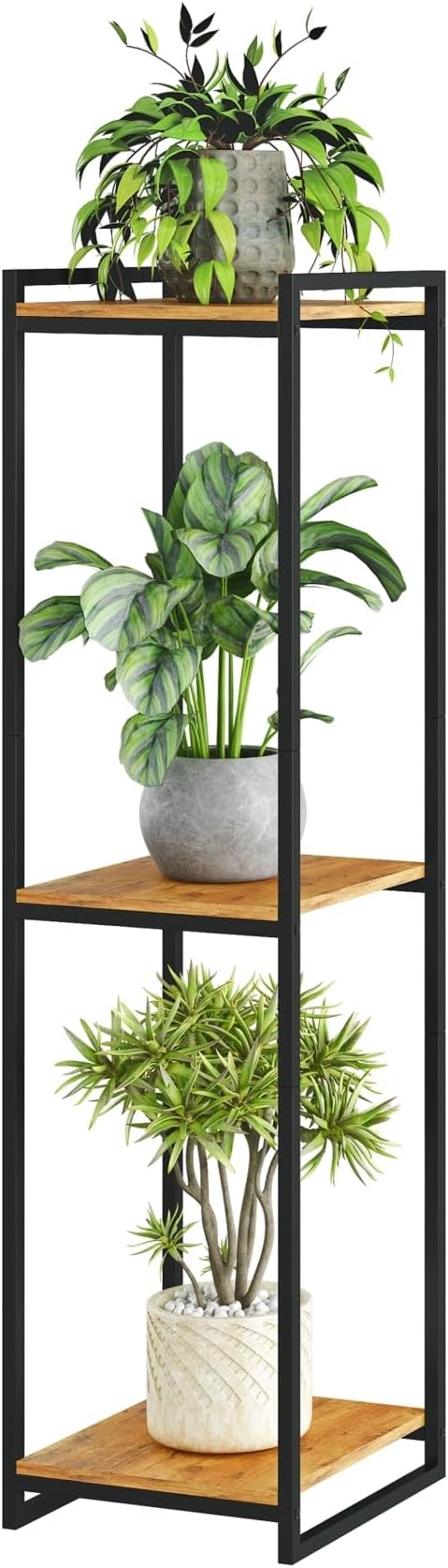 3-Tier Plant Stand Indoor, 45" Tall Modern Plant Shelf Corner Flower Pot Holder Organizer for Living Room Balcony Garden, Rustic Brown yeavs