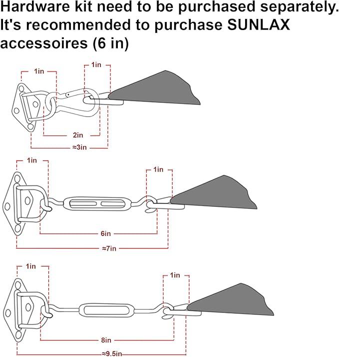 SUNLAX Sun Shade Sail 7' x 20' Dark Grey Rectangle Canopy Sail Shade Cover UV Block Permeable Sunshade Outdoor for Patio Backyard Deck Pergola (We Make Custom Size) SUNLAX