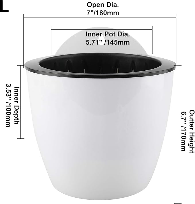 Homend 7 Pack Self Watering Hanging Planters, L Size, Suitable for Indoor or Outdoor Use, Durable and Great for Gifting DasMarine
