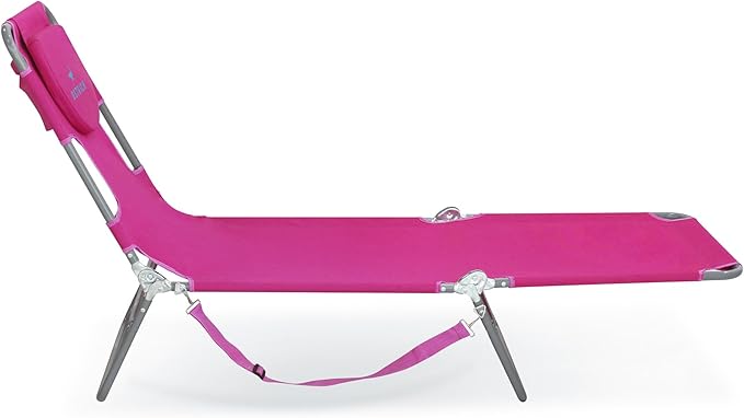 Ostrich Beach Lounge Chair, Folding & Reclining Outdoor Chaise Lounger, Pink - Portable Adjustable Recliner Chair for Lawn, Pool, Patio, Garden, and Yard OstrichProducts