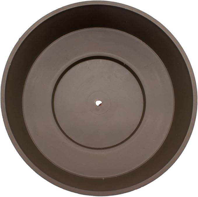 The HC Companies 8 Inch Round Plastic Succulent Capri Bowl Decorative Indoor Flower Succulent Planter Pot with Drain Plug Hole, Artisan Taupe with Copper Bottom Color (2 Pack) TheHCCompanies