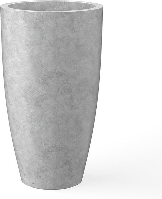 Kante 23.6" H Natural Concrete Finish Concrete Tall Planters Large Outdoor Indoor Decorative Plant Pots with Drainage Hole and Rubber Plug, Modern Tapered Style for Home and Garden Kante