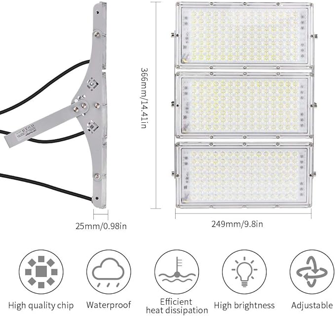 CHARON 300W LED Flood Light, 24000LM Super Bright Outdoor Security Lights with Wider Lighting Angle, 6000K Daylight White, IP66 Waterproof Outdoor Lighting for Garage, Garden, Lawn, Yard, Parking Lot CHARON