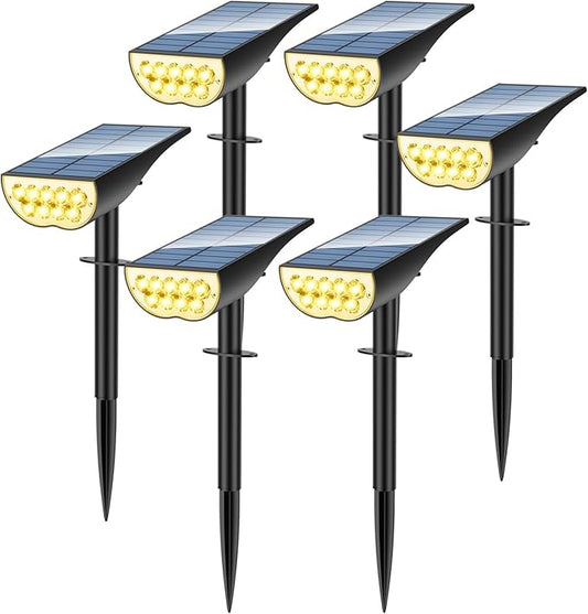 Solar Spot Lights Outdoor, Solar Lights Outdoor Waterproof IP65, 3 Brightness Modes Dusk to Dawn Landscape Spotlights for Yard Garden Pathway Tree Decoration, Warm White, 6 Pack ZookkiDirect