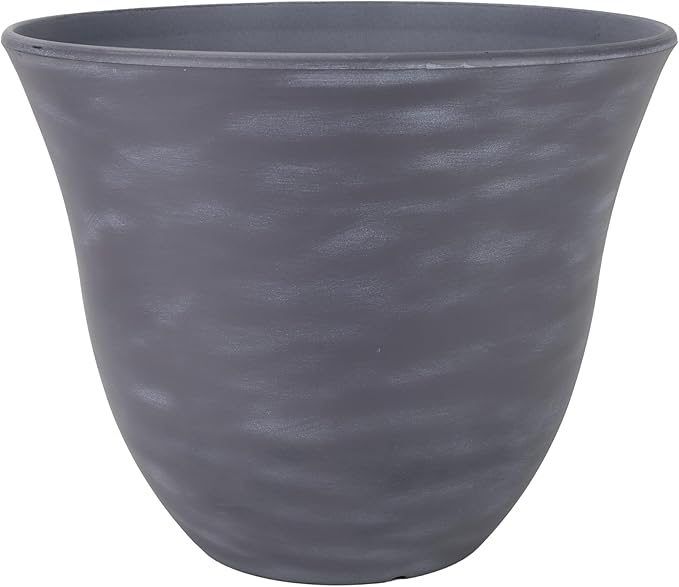 Classic Home and Garden Honeysuckle Resin Planters - Lightweight Indoor & Outdoor Plant Pots - UV-Resistant Plastic Flower Pots - Pot Planters for Flowers & Herbs (15" Zinc Grey) ClassicHomeandGarden