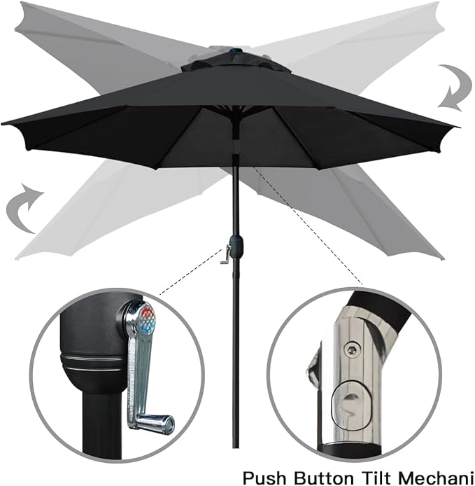 Sunnyglade 9' Patio Umbrella Outdoor Table Umbrella with 8 Sturdy Ribs Sunnyglade
