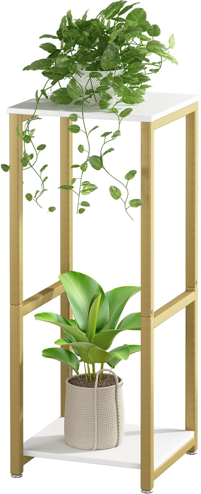 Plant Stand Indoor Corner Tall 2 Tier Metal Modern Flower Storage Plant Shelf Holder for Living Room Balcony Garden,Gold (2 Tier-Gold) YIZAIJIA