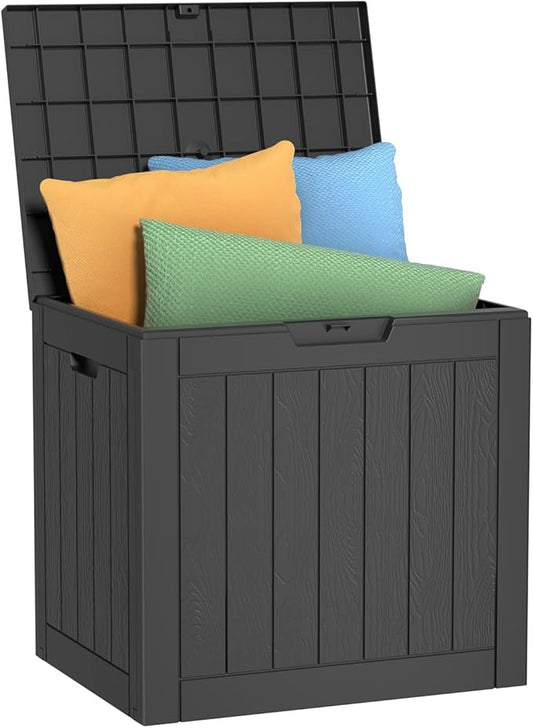EasyUp 30 Gallon Outdoor Storage Box Waterproof, UV Resistant Outdoor Deck Box, Resin Lockable Deck Boxes for Garden Tools Equipment and Cushions, Black EASYUP