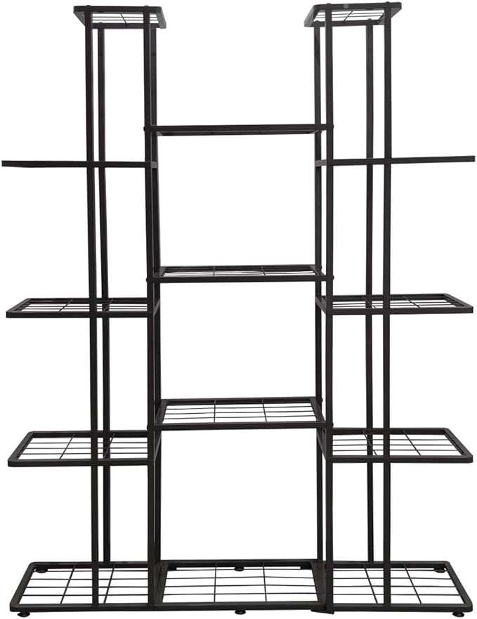 MTB Garden 5 Tier 14 Potted Metal Large Plant Stand for Indoor Outdoor Flower Pot Display Planter Shelf, Charcoal Grey MTBGarden