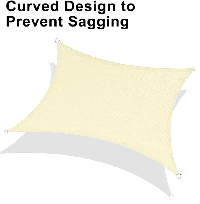 LOVE STORY Custom Size 4'x8' Butter Cream Sun Shade Sail Rectangle UV Block Canopy Patio Sail Sunshades Fabric for Outdoor Garden Carport (We Make Custom Size) LOVESTORY