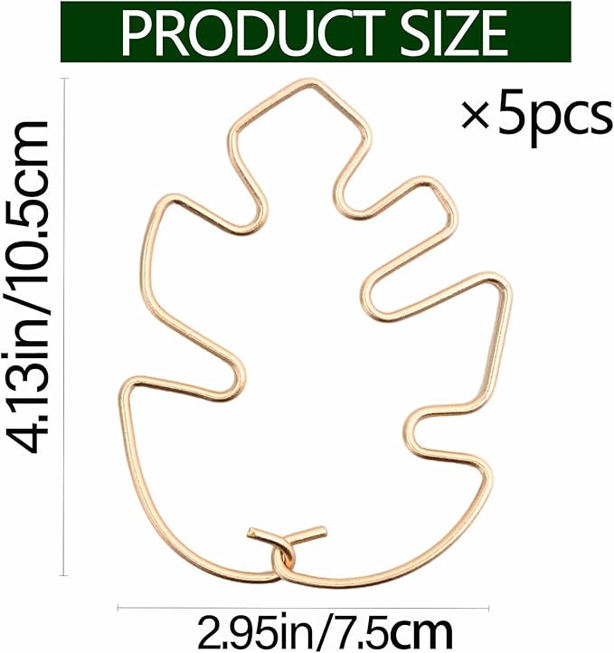 Monstera Plant Stem Support - 5 Piece Set, 4.13x2.95in Durable Leaf Holder & Fishbone Cactus Stake for Healthy Growth of Climbing Plants - Easy to Use Indoor Plant Decor Yohsnor