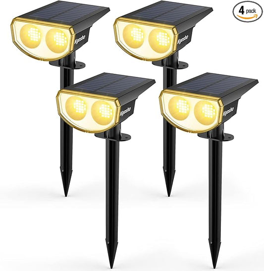 Kyosho Solar Outdoor Lights Waterproof IP67, 38 LEDs Solar Spot Lights Outdoor, 2-in-1 Landscape Spotlight with 3 Modes for Lawn, Pathway, Yard, Pool, 4 Pack Kyosho