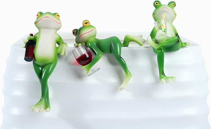 3 PCS Tipsy Frog Statues Pot Hugger Decorations for Plant, Miniature Frog Garden Decor Outdoor Women Gifts Frog Figurines Plant Hangers Decor for Flower,Yard,Lawn Ornament Suqorinp