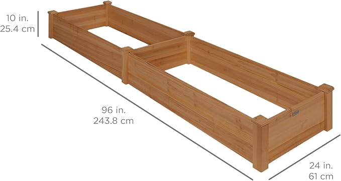 Best Choice Products 8x2ft Outdoor Wooden Raised Garden Bed Planter for Vegetables, Grass, Lawn, Yard - Acorn Brown BestChoiceProducts