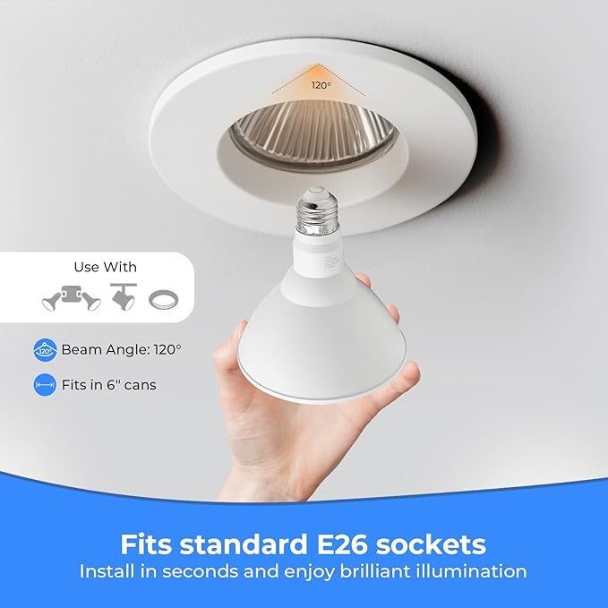 10 Pack PAR38 LED Flood Light Bulbs Outdoor, 100W Equivalent, Daylight White 5000K, 1050LM, 13W Dimmable, Waterproof LED Floodlight for Porch Yard Garage, E26 Base, 15,000 Hrs GvvooHome