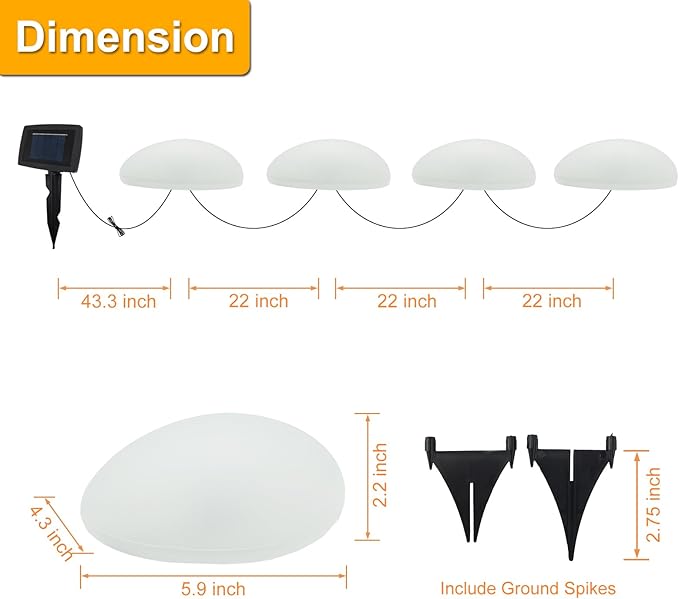 SUNNYPARK Solar Garden Lights Outdoor Set of 4 Plastic Pebble Shape Decorative Rock Lights Waterproof - Warm White SUNNYPARK