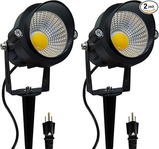 LED Outdoor Landscape Spotlight - 120V 12W Warm White Waterproof Spot Lights for Yard House Flag Tree, Lighting Decorations for Christmas Halloween(2 Pack) DOBELAY-BackyardAmbianceCreator