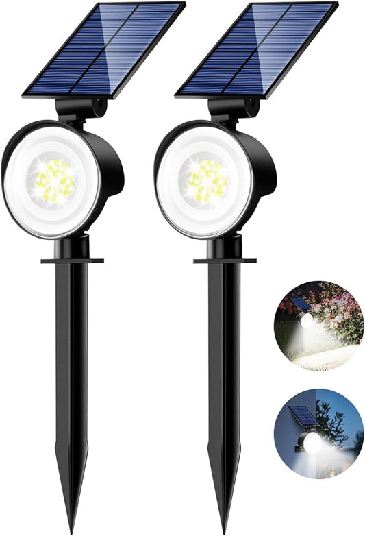 nipify 2 Pack Solar Spot Lights Outdoor Waterproof with 3 Modes, Solar Spotlight Light for Outside Yard Landscape Lighting Pathway Lights Wall, Cool White Nipify
