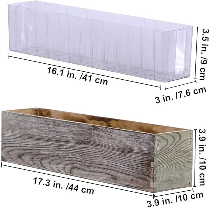 10 Pcs Plastic Planter Liners Clear Rectangular Plastic Liners for Flower Box Planter Window Box Planter 16.2" L x 3" W x 3.5" H for Indoor Outdoor Flower Arrangement Succulent Garden Windowsill Decor Winlyn